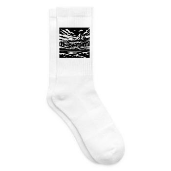 Alpine Landscape – Mountain Style Shirt - Tennis socks - white - Right