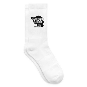 Lustiges Saarland Shirt: Hauptsach gudd gess - Tennissocken - Weiß - Rechts