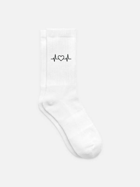 Herzschlag mit Herzlinien Design - Tennissocken - Weiß