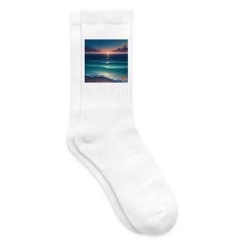 Atlantic Sunset over the Tranquil Sea - Tennis socks - white - Right
