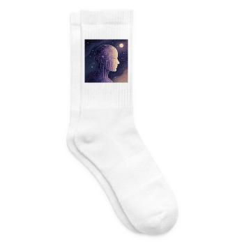 Digital Awareness – Futuristic AI T-Shirt - Tennis socks - white - Right