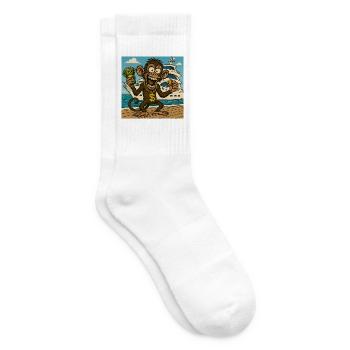 Humorvoller Affe mit Geld und Yacht - Tennissocken - Weiß - Rechts