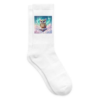 Entzückende Fantasieeule mitten in den Wolken - Tennissocken - Weiß - Rechts