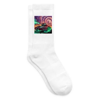 Char de combat futuriste dans une ville déchirée par la guerre - Chaussettes de tennis - blanc - Droite