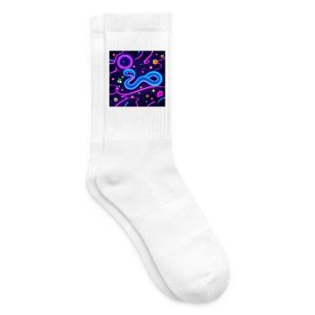 Serpent néon lumineux avec des motifs de fruits - Chaussettes de tennis - blanc - Droite