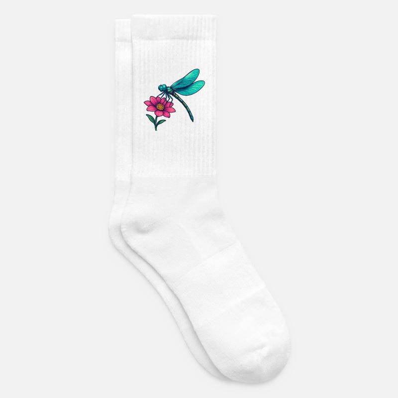 Libellule sur la fleur - Chaussettes de tennis - blanc