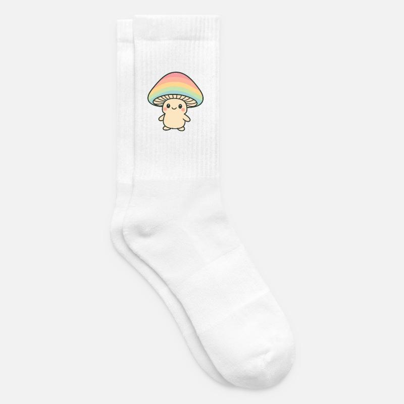 Pilz mit Regenbogenmütze - Tennissocken - Weiß