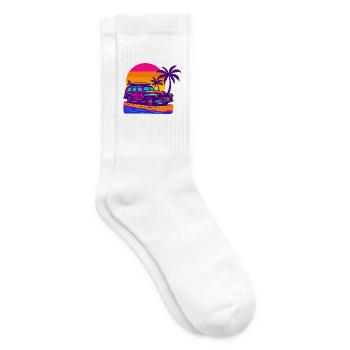 Escapade rétro néon sur la plage avec planche de surf Surf Woody - Chaussettes de tennis - blanc - Droite