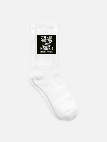 Insomnia Meme Graphic Tee - Tennis socks - white