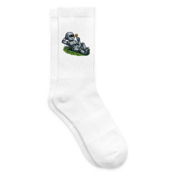 Robot avec fleur sur une pelouse - Chaussettes de tennis - blanc - Droite
