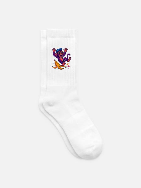 Singe néon avec banane - Chaussettes de tennis - blanc