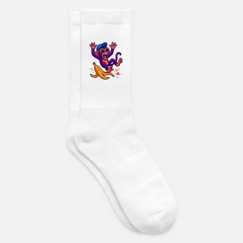 Singe néon avec banane - Chaussettes de tennis - blanc