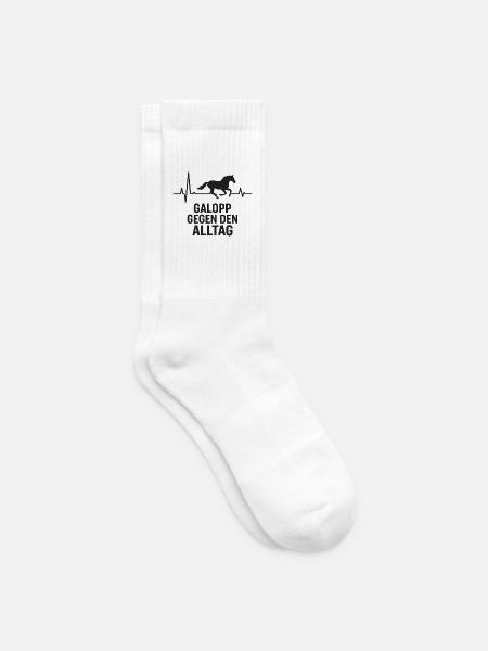 Horse, Heartbeat, Equestrian - Tennis socks - white
