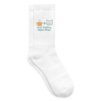 First coffee, then meow - Tennis socks - white - Right