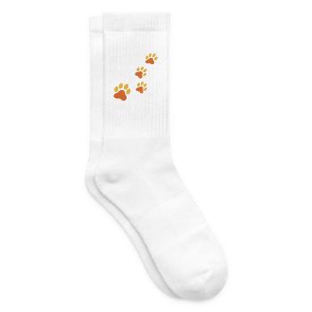 Paw Print Trace in Orange - Tennis socks - white - Right