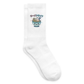 Ramen life kawaii illustration - Tennis socks - white - Right