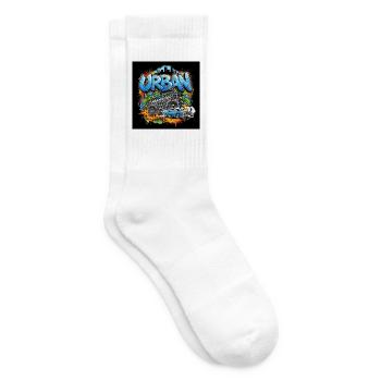 Urban Graffiti with Boombox and Car - Tennis socks - white - Right
