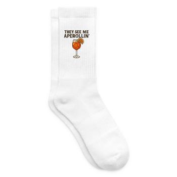 Aperollin Pun Design - Tennis socks - white - Right