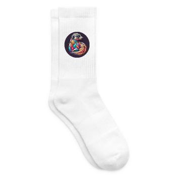 Geometric colorful meerkat - Tennis socks - white - Right