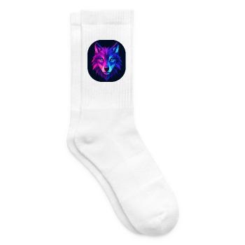 Lupus Wolf Neon Geomuster - Tennissocken - Weiß - Rechts