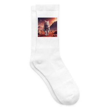 Cat astronaut on Mars - Tennis socks - white - Right