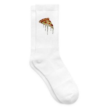 Pizza Mosaik: Künstlerisches Glasmalerei Design - Tennissocken - Weiß - Rechts