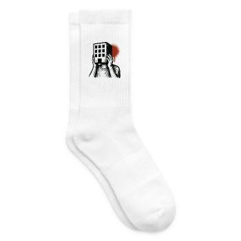 Masque de bâtiment - Illustration artistique - Chaussettes de tennis - blanc - Droite