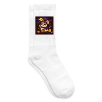 Süße Halloween Maus als Hexe - Tennissocken - Weiß - Rechts