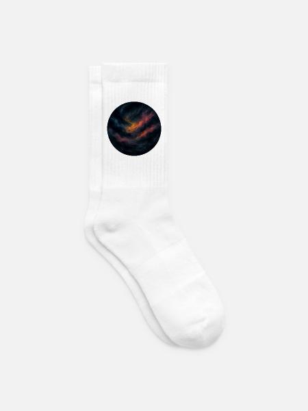 Orange night swirling sky - Tennis socks - white