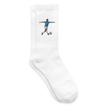 fussballspieler-blau-trikot-torschuss-comic-sti - Tennissocken - Weiß - Rechts