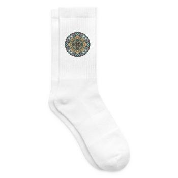 Motif de cercle de mandala en or bleu - Chaussettes de tennis - blanc - Droite