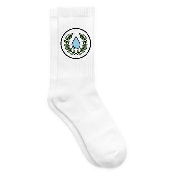Water Drops with Leaf Wreath - Tennis socks - white - Right