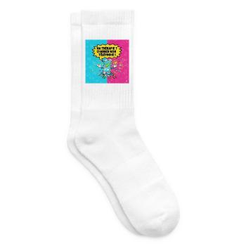 Thérapie Numérique: Charger Mon Tel - Chaussettes de tennis - blanc - Droite