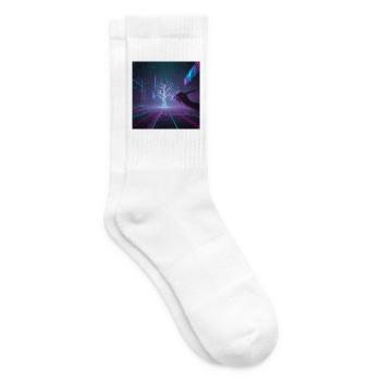 Dessin d’arbre cyberpunk - Chaussettes de tennis - blanc - Droite