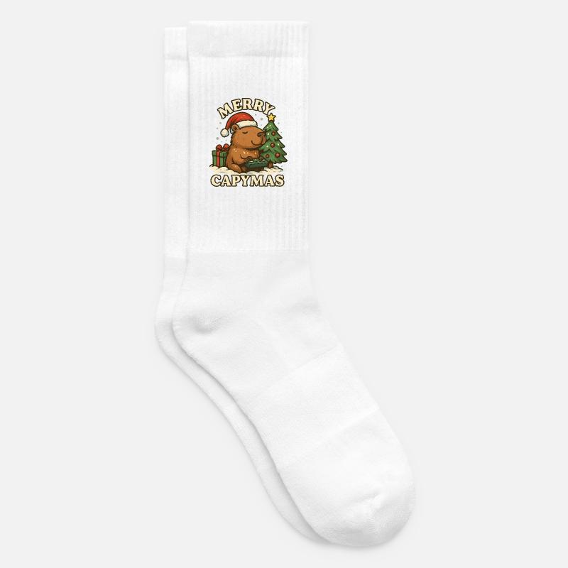 Joyeux Capymas – Noël 🎄 mignon du capybara - Chaussettes de tennis - blanc