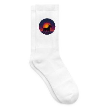 Neon-Sonnenuntergangs-Hund-Silhouette - Tennissocken - Weiß - Rechts