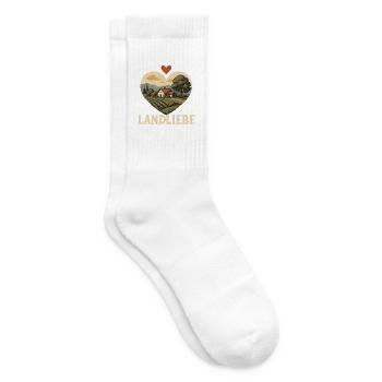 Country Love Heart Landscape - Tennis socks - white - Right