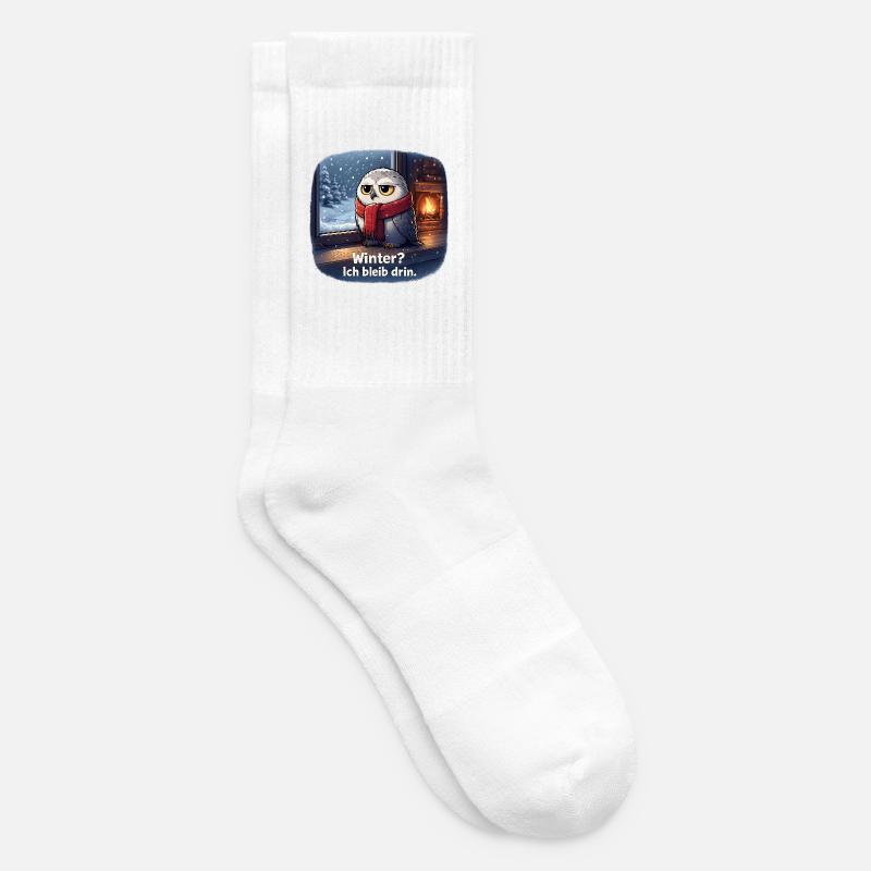 Winter Eule: Ich bleib drin - Tennissocken - Weiß