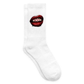 Lèvres avec des lettres nacrées - Chaussettes de tennis - blanc - Droite