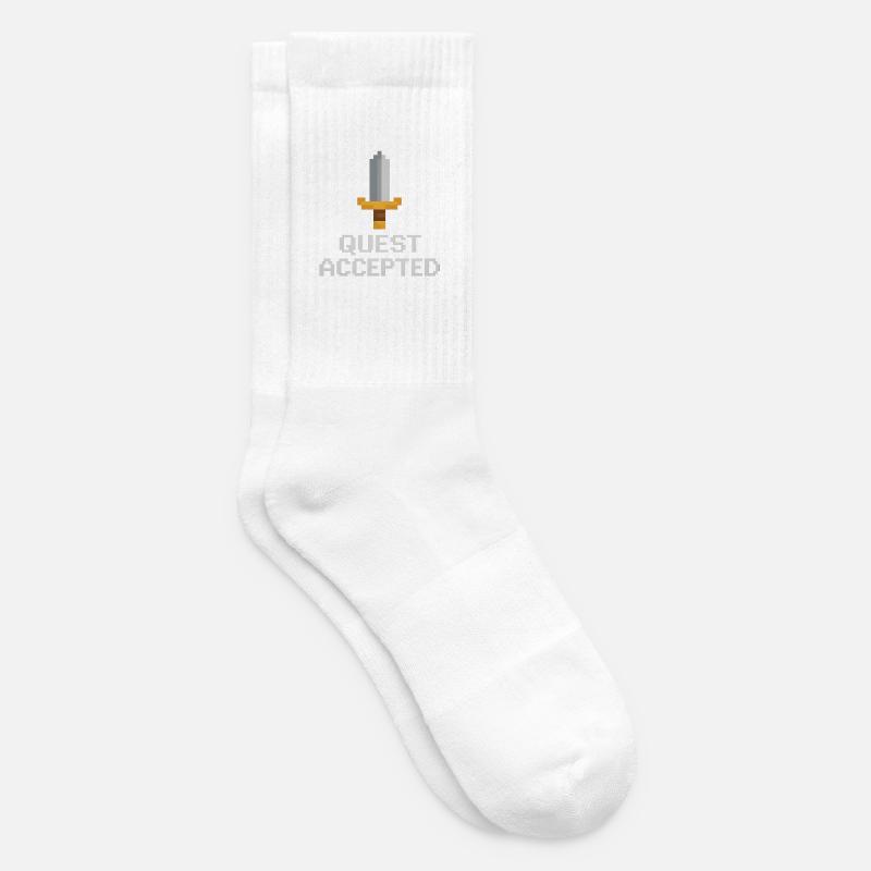 Quest Accepted Pixel Sword - Tennis socks - white