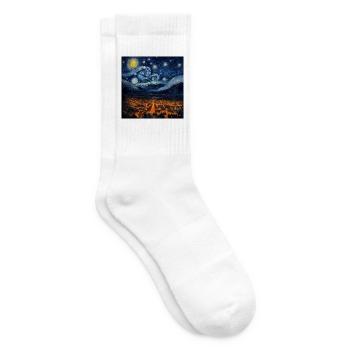 Nuit tourbillonnante sur le village brillant - Chaussettes de tennis - blanc - Droite
