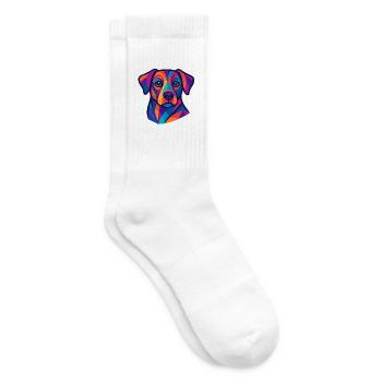 Colorful Geometric Dog Portrait - Tennis socks - white - Right