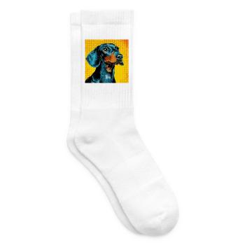 Pop Art Dachshund  - Tennis socks - white - Right
