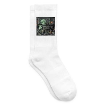Postapokalyptischer Montag – Kakerlakenbüro-Krise - Tennissocken - Weiß - Rechts
