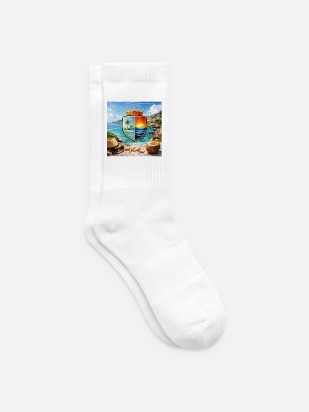 Coastal Coat of Arms Tropical Shield - Tennis socks - white