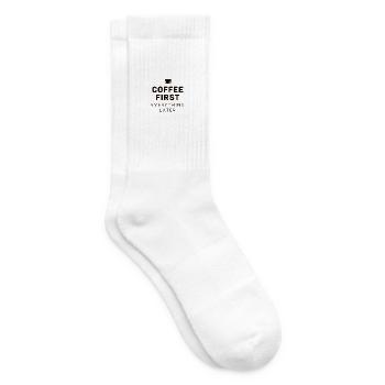 Coffee First, Everything Later – Lustig Kaffee - Tennissocken - Weiß - Rechts