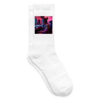 Cyber Neon Producer im Studio - Tennissocken - Weiß - Rechts