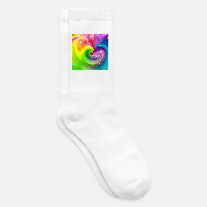 Farbwirbel Neon Regenbogen - Tennissocken - Weiß