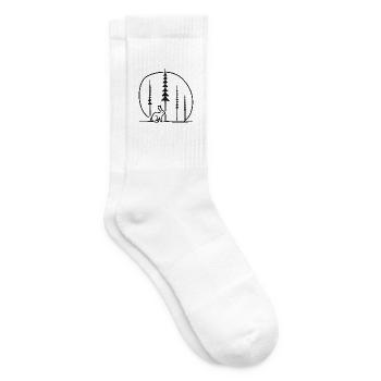 Rabbit in the forest circle silhouette gift idea - Tennis socks - white - Right