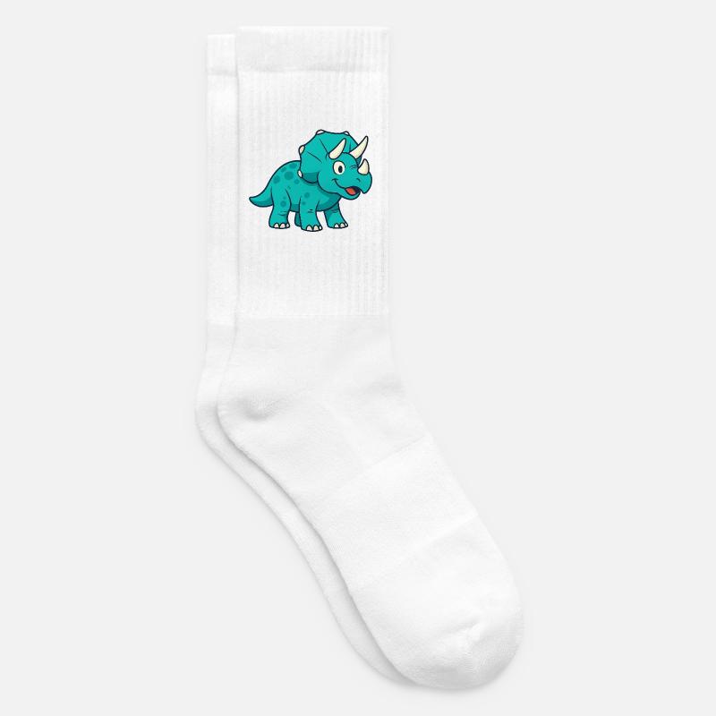 Le joyeux Dino Triceratops - Chaussettes de tennis - blanc